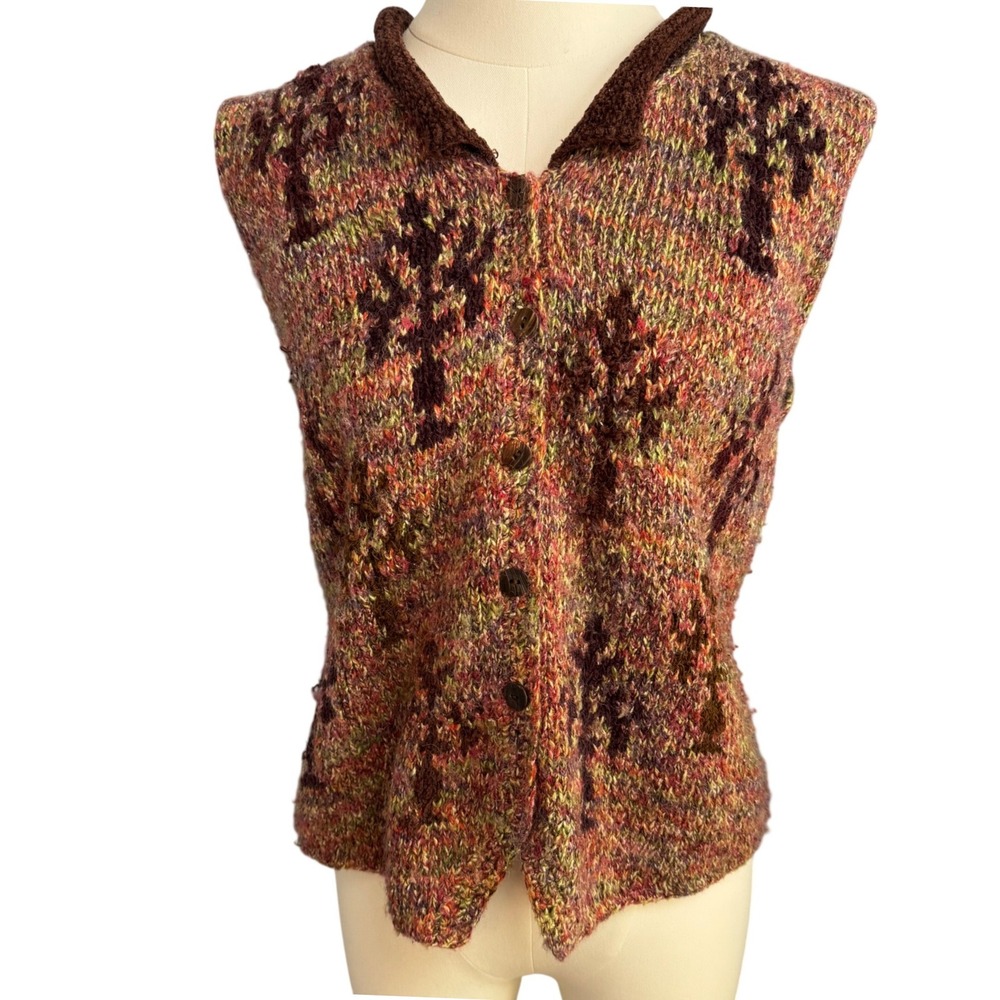 Sigrid‎ Olsen Sport Women's Sweater Vest Button Size L Cottagecore Grannycore